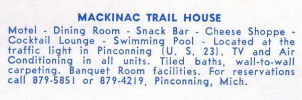 Pinconning Trail Motel (Pinconning Trail Inn, Mackinac Trail House) - Vintage Postcard